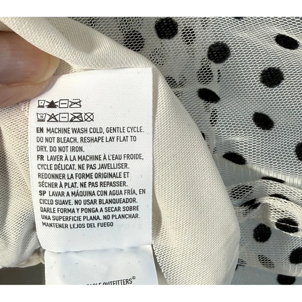 American‎ Eagle Womens Polka Dot Tiered Mesh Crop Top Ruffle Strap Size Large